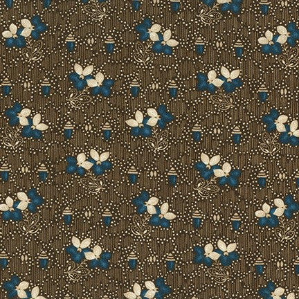 Henderson Street Quilt Fabric - Violets in Brown - AZU-20512-16 BROWN