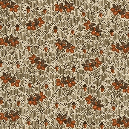Henderson Street Quilt Fabric - Violets in Russet Brown - AZU-20512-180 RUSSET