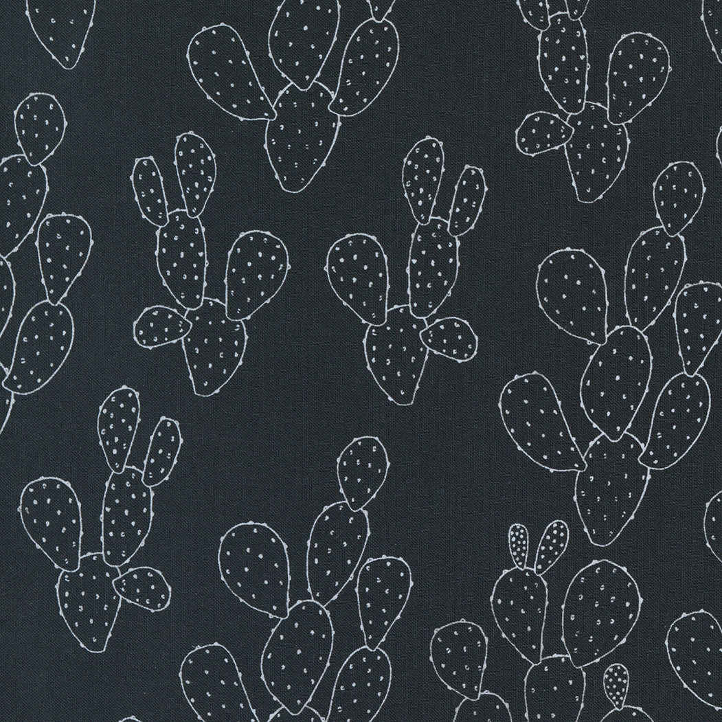 Hey Y'all Quilt Fabric - Cacti in White on Ink Black - 11512 15