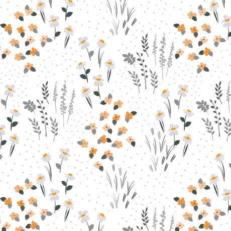 Hippity Hop Quilt Fabric - Wildflowers in White - 1649 29217 Z