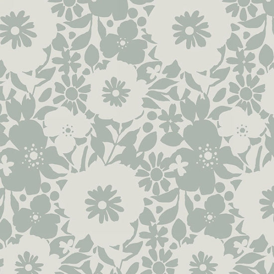 Hoffman Bali Batik Quilt Fabric - Abstract Flowers in Mist Gray - U2496-521