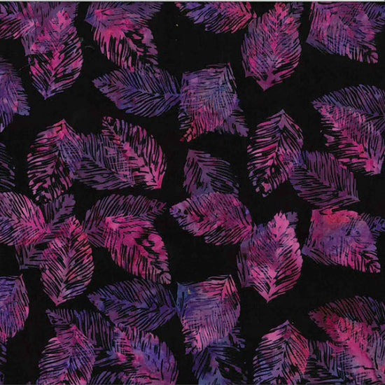 Hoffman Bali Batik Quilt Fabric - Berry Delicious Leaf in Jelly Purple/Black - T2394-378 JELLY