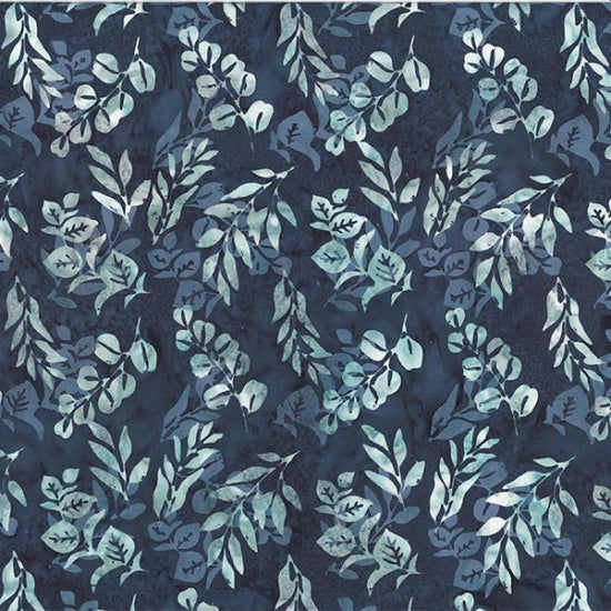 Hoffman Bali Batik Quilt Fabric - Mixed Foliage in Navy Blue - T2395-19
