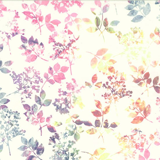 Hoffman Bali Batik Quilt Fabric - Mixed Foliage in Petit Four Pastel/White - T2431-576 PETIT FOUR