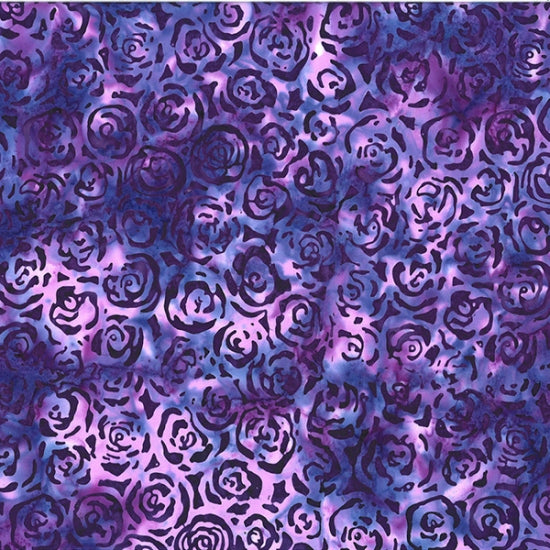 Hoffman Bali Batik Quilt Fabric - Roses in Grape Juice Purple - U2504-382
