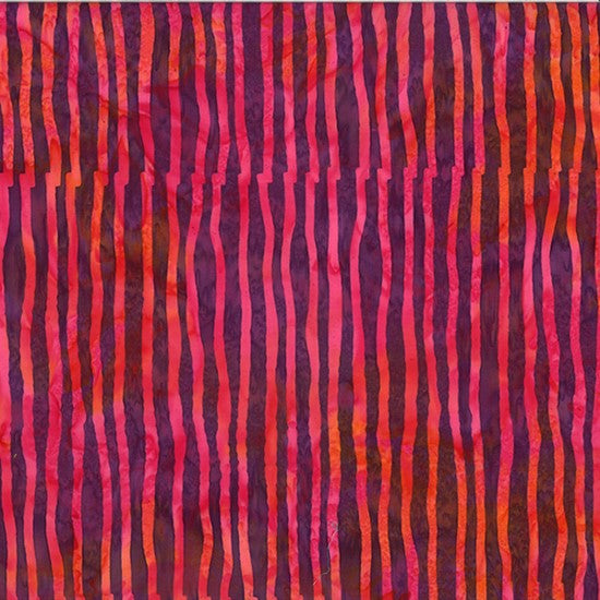 Hoffman Bali Batik Quilt Fabric - Stripe Radish in Purple/Pink/Orange - T2417-434