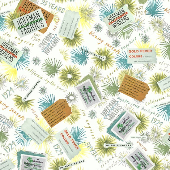Hoffman Challenge 2019-2020 Quilt Fabric - Hoffman's First Stitch - Sunny (Logos) - R4616-351-SUNNY