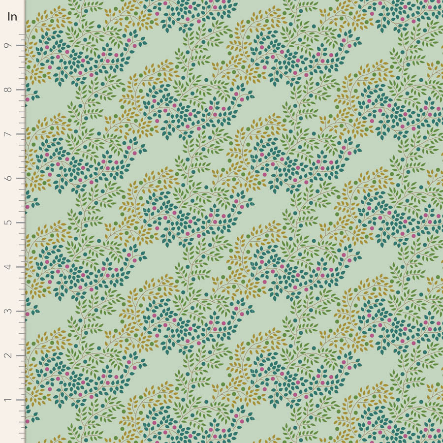 Hometown Quilt Fabric by Tilda - Berrytangle in Sage Green - 100479
