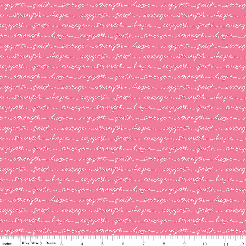 Hope in Bloom Quilt Fabric - Words of Support in Pink - C11025-PINK