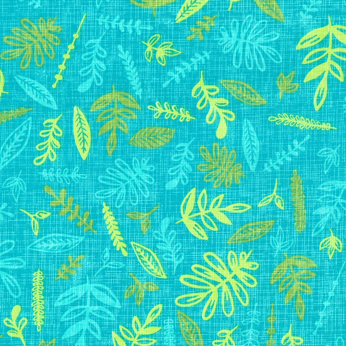 Horizon Quilt Fabric - Leaves in Marine Aqua - SRK-21180-248 MARINE