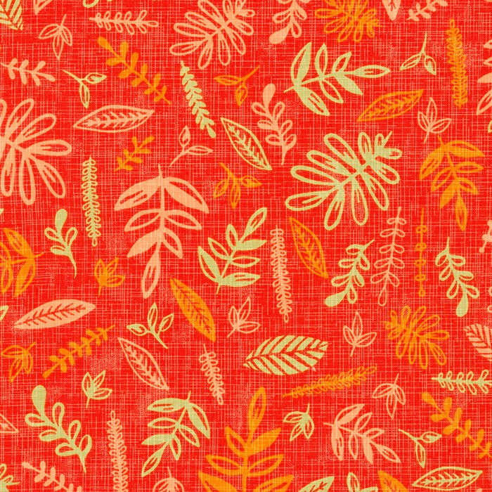 Horizon Quilt Fabric - Leaves in Strawberry Orange - SRK-21180-98 STRAWBERRY