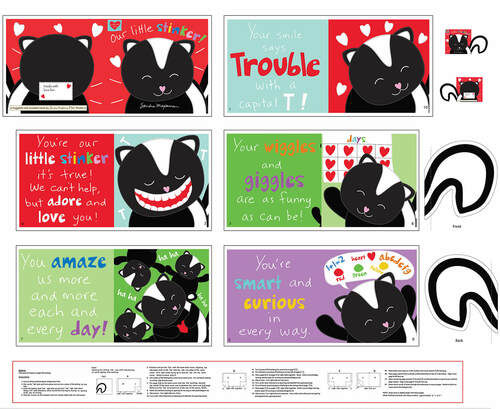 Huggable and Lovable X Quilt Fabric - Our Little Stinker Skunk Book Panel - 5818P-1 MULTI - SOLD AS A 36" PANEL