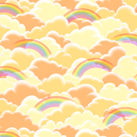 I'll Be a Sunbeam Quilt Fabric - Rainbows and Clouds in Yellow - 1649-28782-S