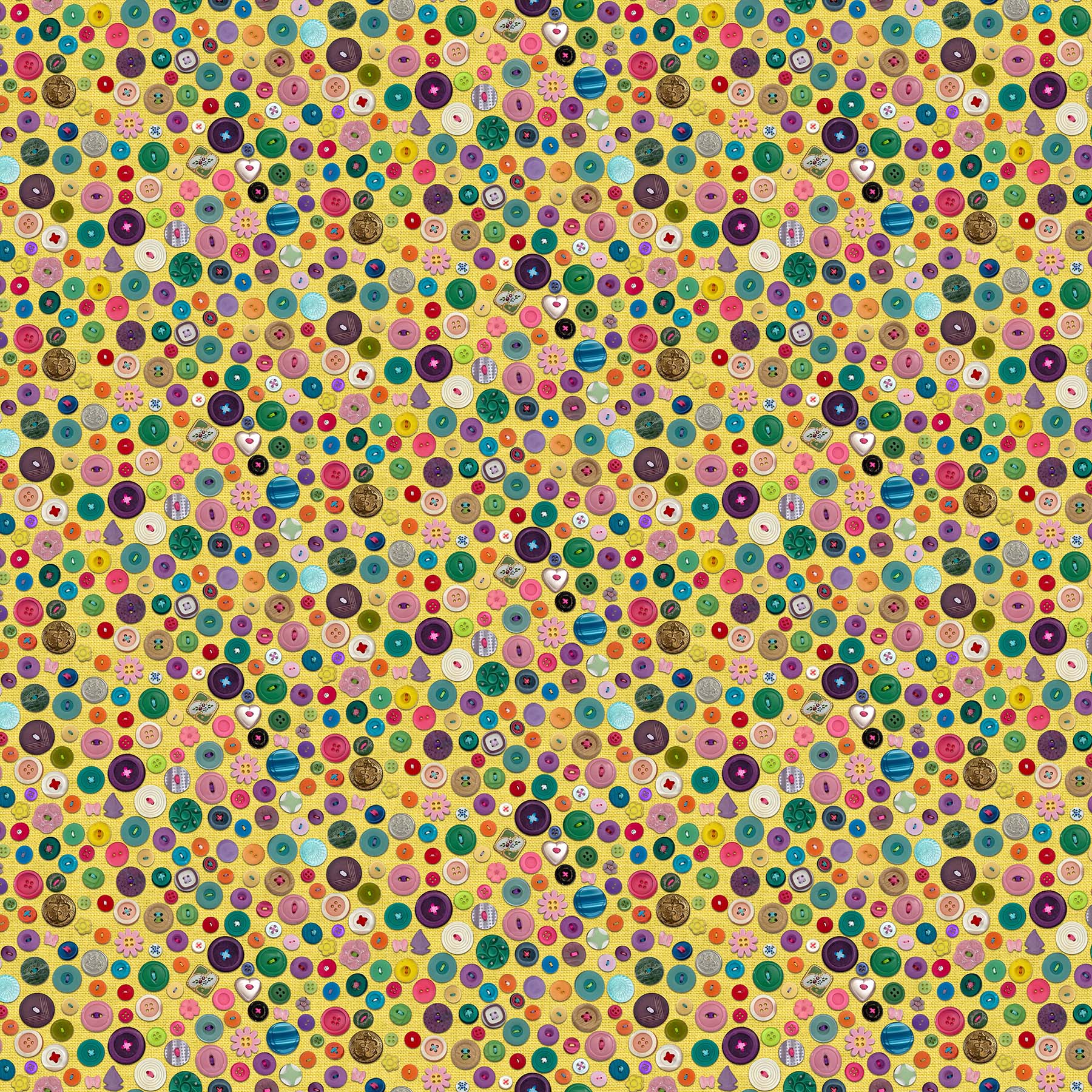 I've Got a Notion Quilt Fabric - Buttons in Yellow/Multi - DP24541-52