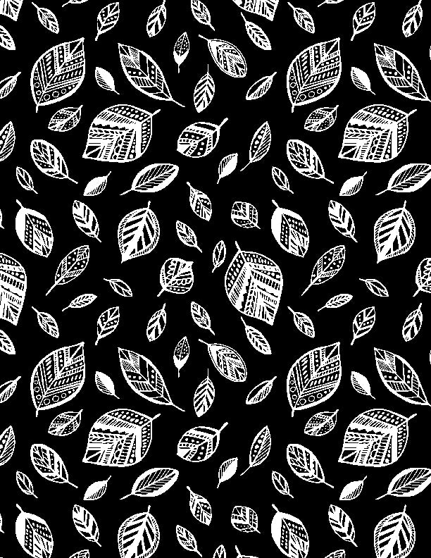 Illusions Quilt Fabric - Leaf Toss on Black - 3058 66202 911