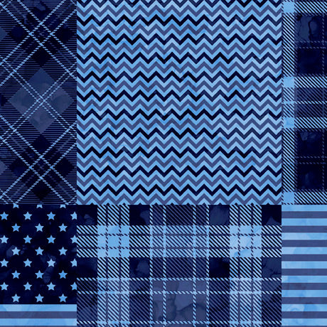 Indivisible Quilt Fabric - Patriotic Patchwork in Blue - 1649-28683-B