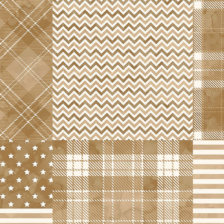 Indivisible Quilt Fabric - Patriotic Patchwork in Tan - 1649-28683-A