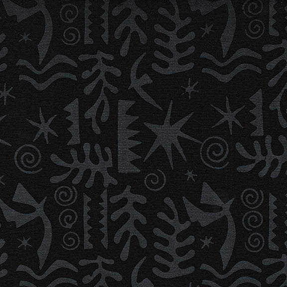 Island Batik Quilt Fabric - Collage in Black - 112149796