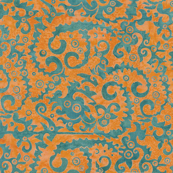 Island Batik Quilt Fabric - Copperfield - Abstract in Orange Pumpkin - 512204275