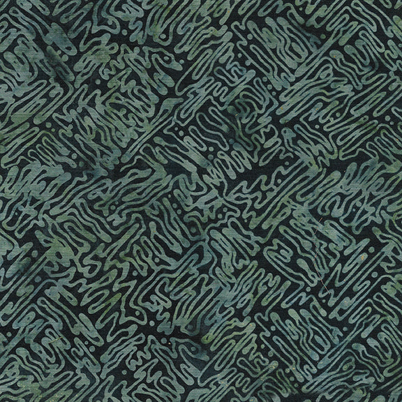 Island Batik Quilt Fabric - Copperfield - Dots and Wavy Lines in Gray Tin - 512206755