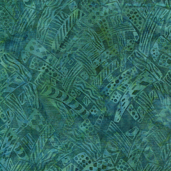 Island Batik Quilt Fabric - Copperfield - Miswoven in Teal/Bermuda - 512202975