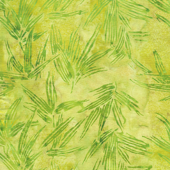 Island Batik Quilt Fabric - Emperor's Treasures - Bamboo Leaves in Green/Chartreuse - 112219620