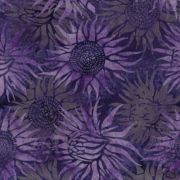 Island Batik Quilt Fabric - Floral Wonders Protea Flower in Blurple Purple - 712101470