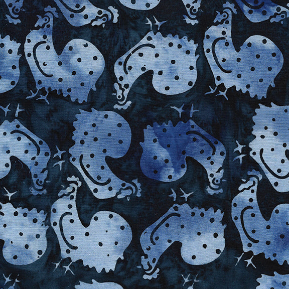 Island Batik Quilt Fabric - Heartland - Chickens in Blue Ocean - 112248580