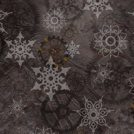 It's a Steampunk Christmas - Gears and Snowflakes in Black - 1649-28905-K