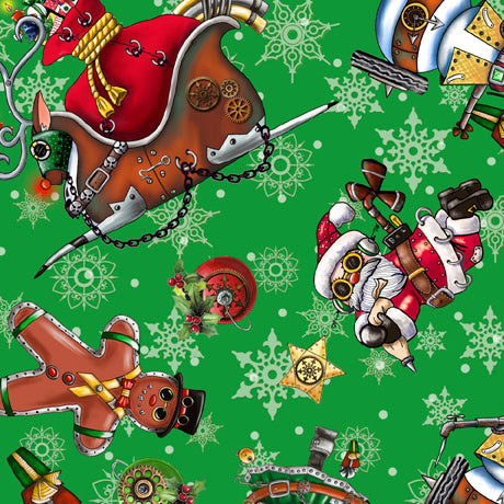 It's a Steampunk Christmas - Steampunk Christmas Toss in Green - 1649-28902-G