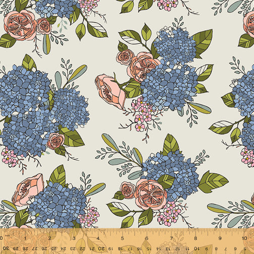 Jaye Bird Quilt Fabric - Jaye's Bouquet in Ivory - 53270-1