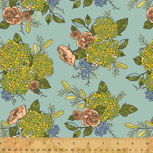 Jaye Bird Quilt Fabric - Jaye's Bouquet in Mint Green - 53270-4