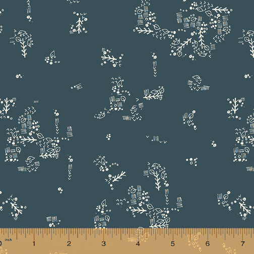 Jaye Bird Quilt Fabric - Little Doodles in Petrol Blue - 53275-12