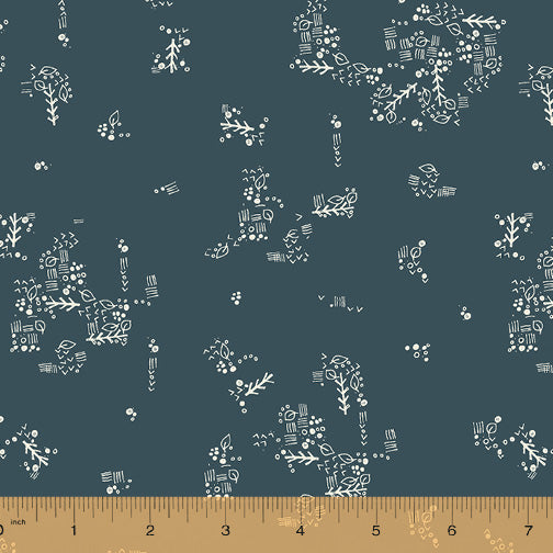 Jaye Bird Quilt Fabric - Little Doodles in Petrol Blue - 53275-12