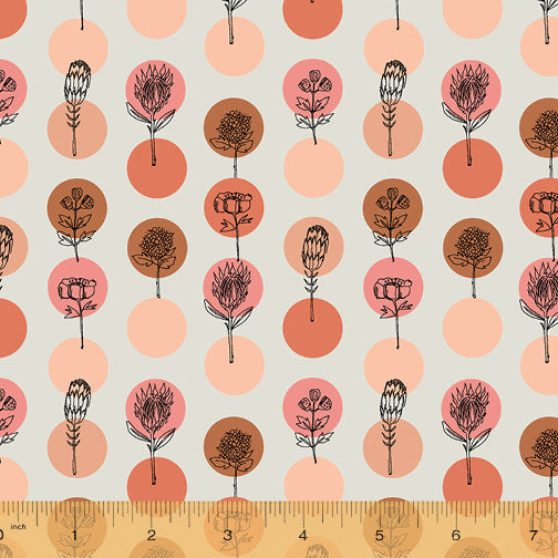 Jaye Bird Quilt Fabric - Protea Polkas in Coral/Cream - 53274-10