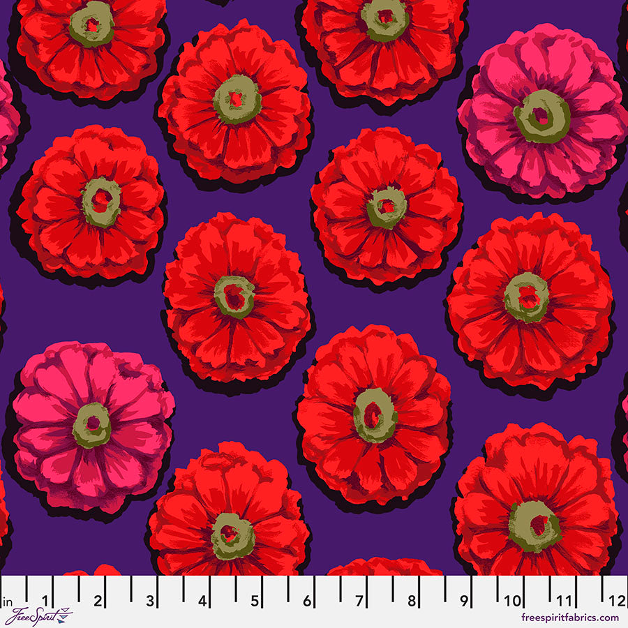 Kaffe 85 & Fabulous Quilt Fabric -  Zinnia in Crimson Red/Purple - PWGP031.CRIMSON