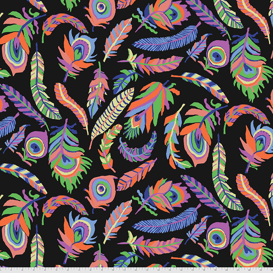 Kaffe Fassett Collective August 2021 Quilt Fabric - Tickle My Fancy (Feathers) in Black - PWBM080.BLACK
