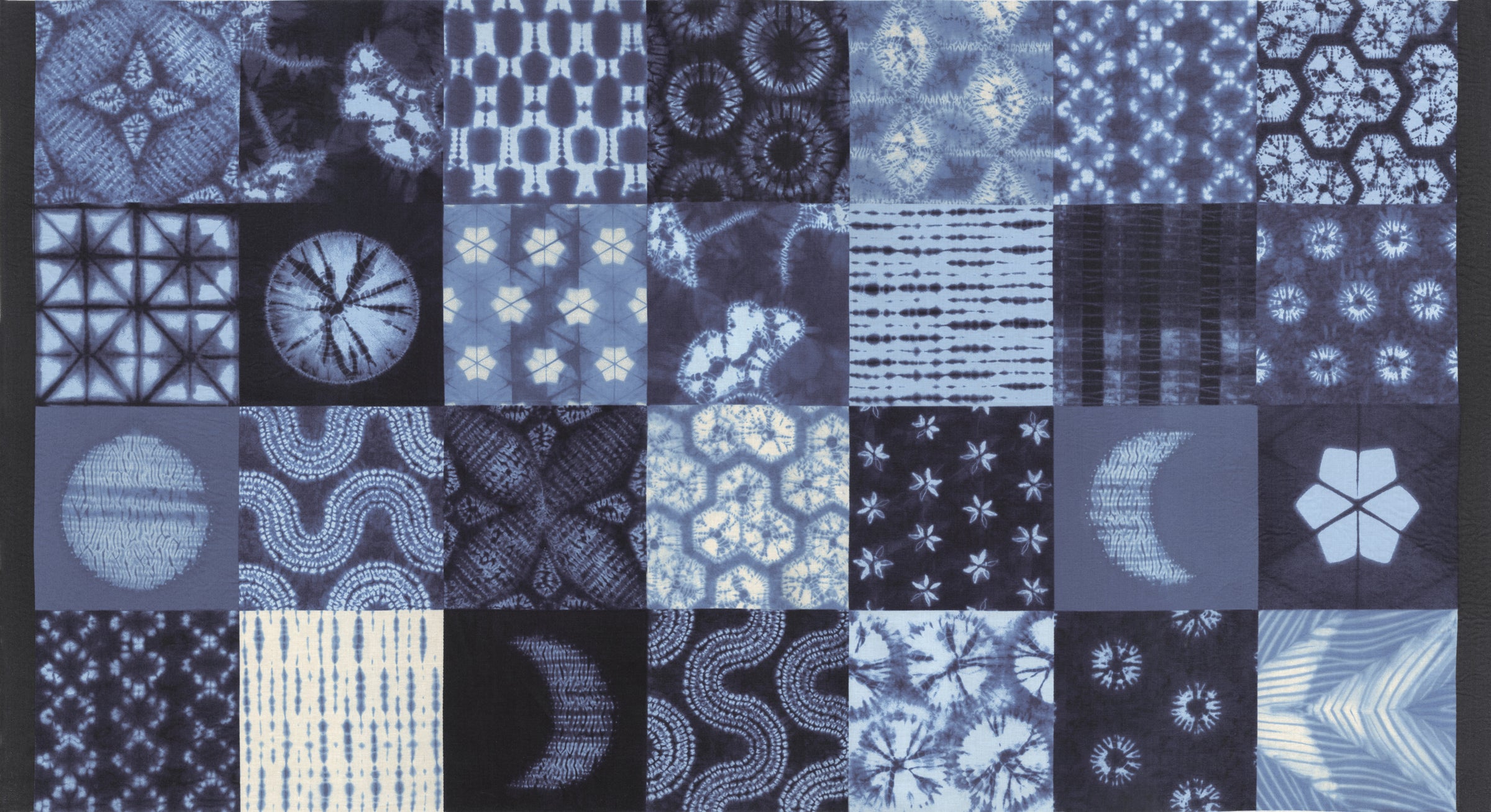 P241 - Kawa Quilt Fabric - Koraju Patchwork Panel in Indigo Blue - 48089 11 - SOLD AS A 24" PANEL