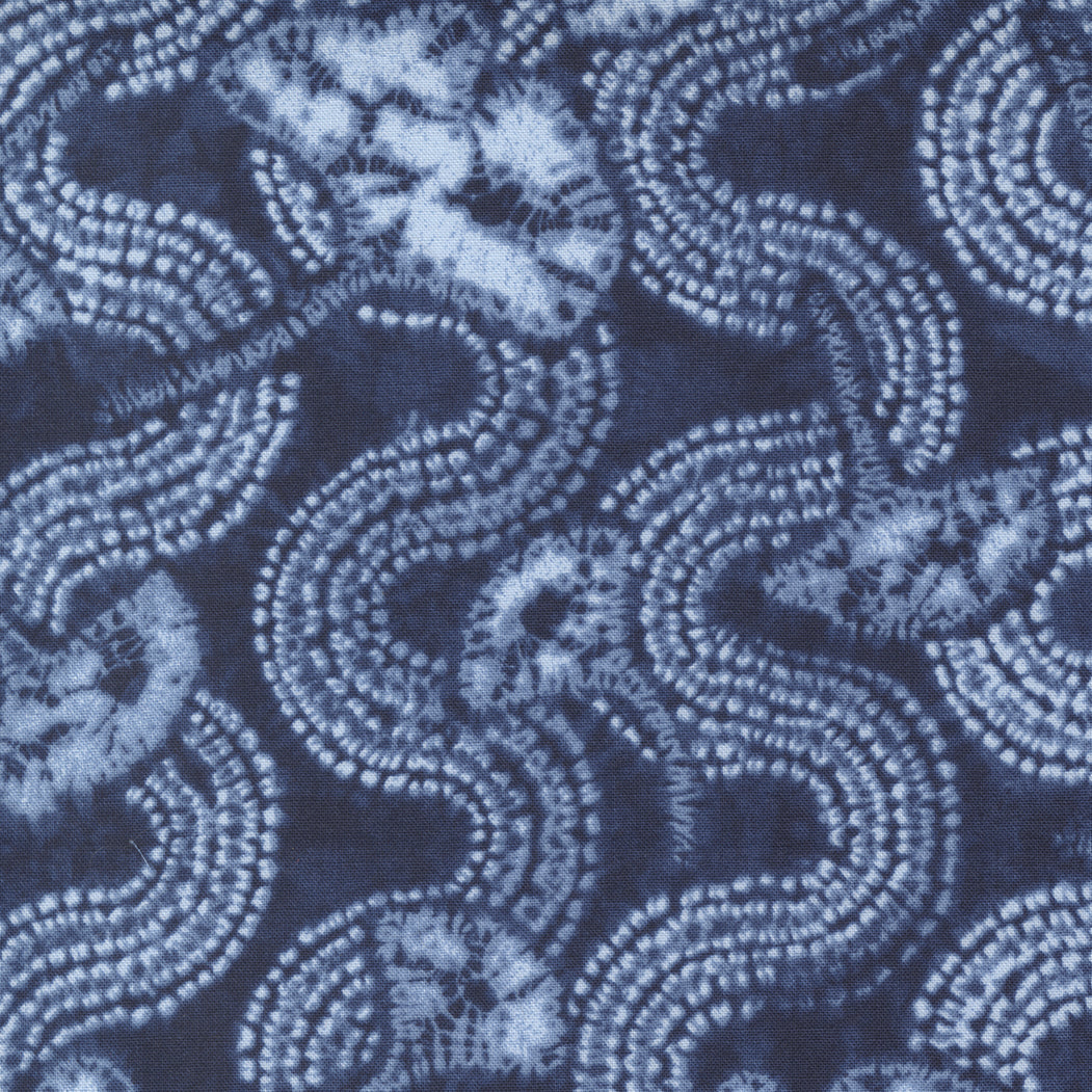 Kawa Quilt Fabric - Tone Landscape Gingko Leaf in Sapphire Blue - 48081 12