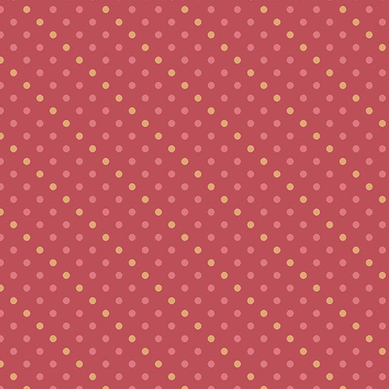 Lady Tulip Quilt Fabric - Garden Dew in Crimson Red/Pink - A-196-R