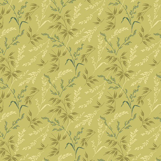 Lady Tulip Quilt Fabric - Rustic Branch in Pear Green - A-190-V