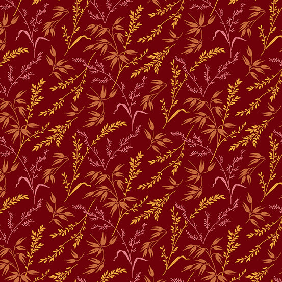 Lady Tulip Quilt Fabric - Rustic Branch in Persian Plum Burgundy - A-190-R