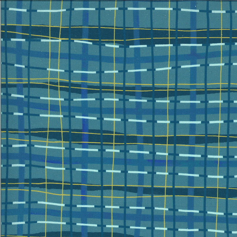 Lakeside Story Quilt Fabric - Plaid Blanket in Sailcloth Dark Blue - 13356 12