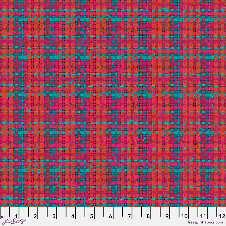 Land Art 2 Quilt Fabric - Tressage (Plaid) in Rouge Red  - PWOB070.ROUGE