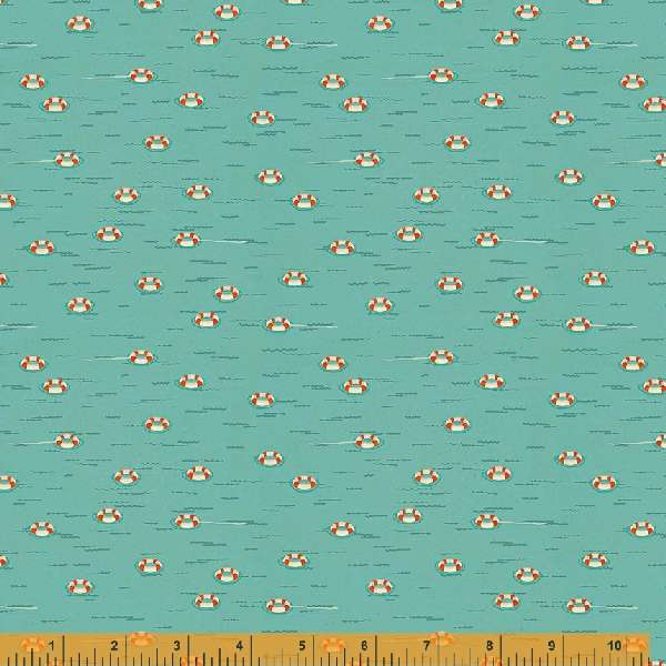 Land and Sea Quilt Fabric - Life Rings in Clear Skies Aqua - 53280D-1