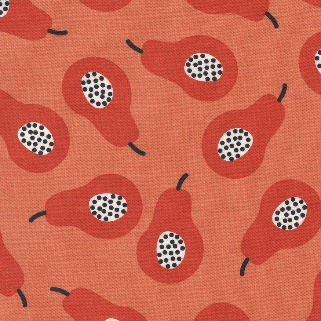 Lazy Afternoon Quilt Fabric - Pears in Marmalade Orange - 1780 16