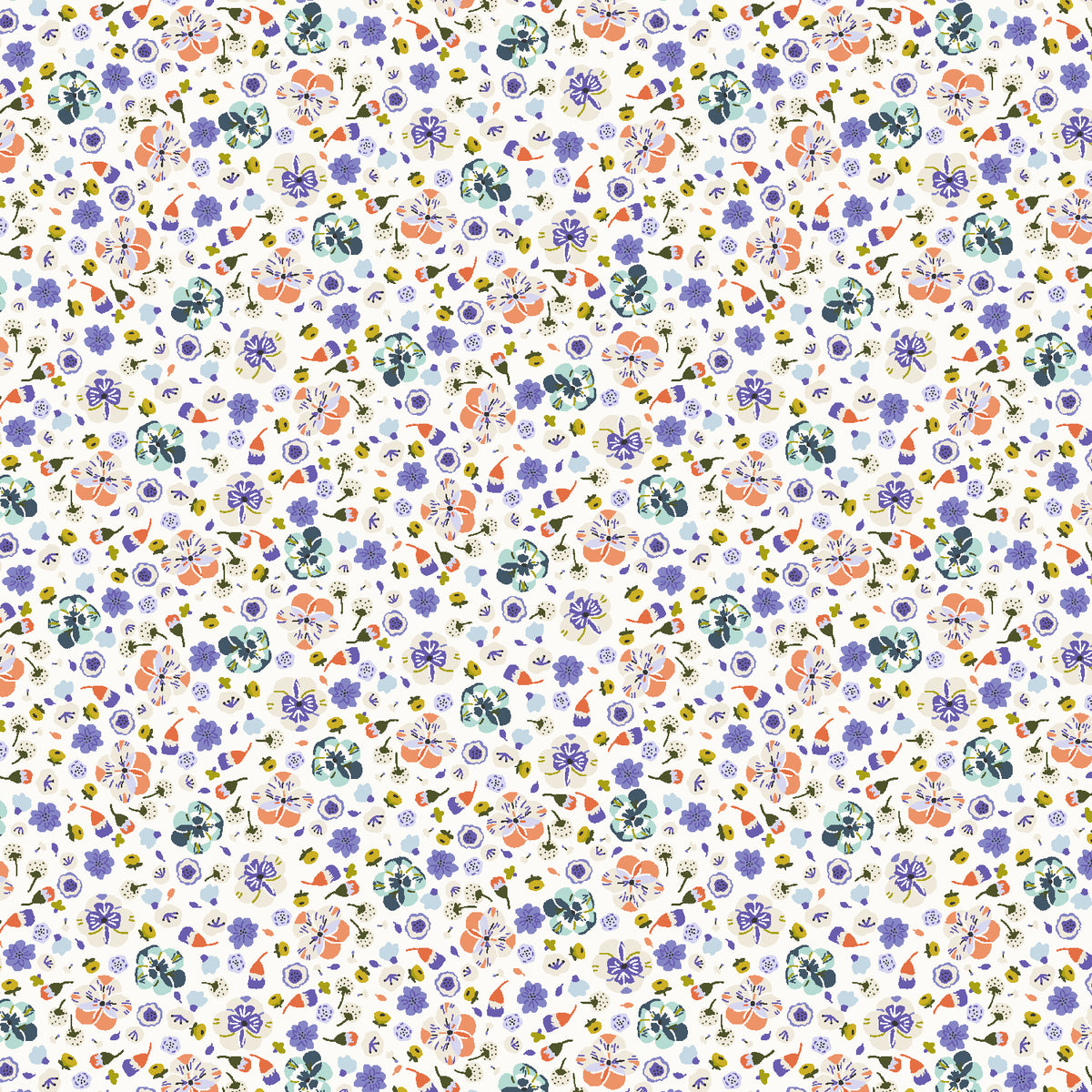 Life Finds a Way Quilt Fabric - Bathed in Flowers in Majestic White/Multi - CC505-MA3