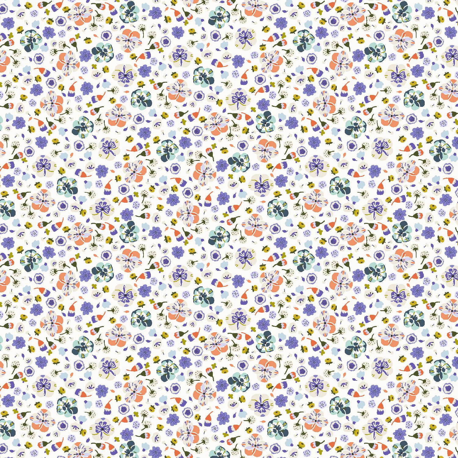 Life Finds a Way Quilt Fabric - Bathed in Flowers in Majestic White/Multi - CC505-MA3