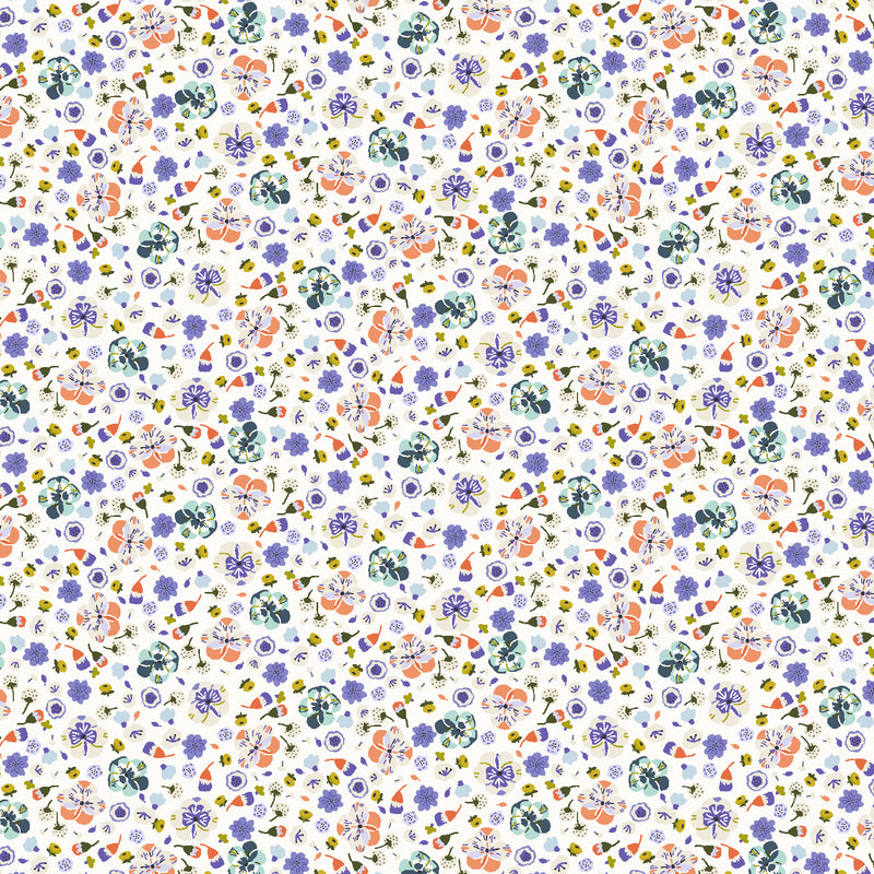 Life Finds a Way Quilt Fabric - Bathed in Flowers in Majestic White/Multi - CC505-MA3