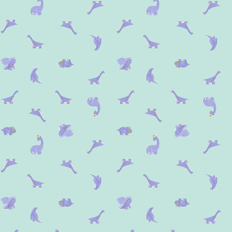 Life Finds a Way Quilt Fabric - Happy Dina Small Dinosaurs in Dreamy Blue - CC504-DR3
